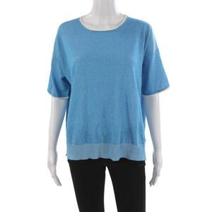 Bruno Manetti Womens Blue Basic T-Shirt Round Neck Short Sleeve Size 44
